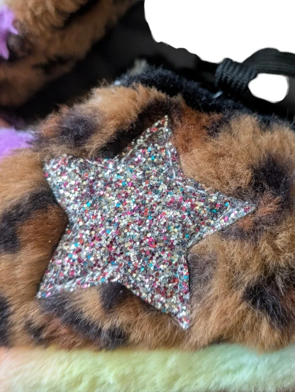 Steve Madden Girls Colorful Faux Fur Leopard Slipper Sneakers